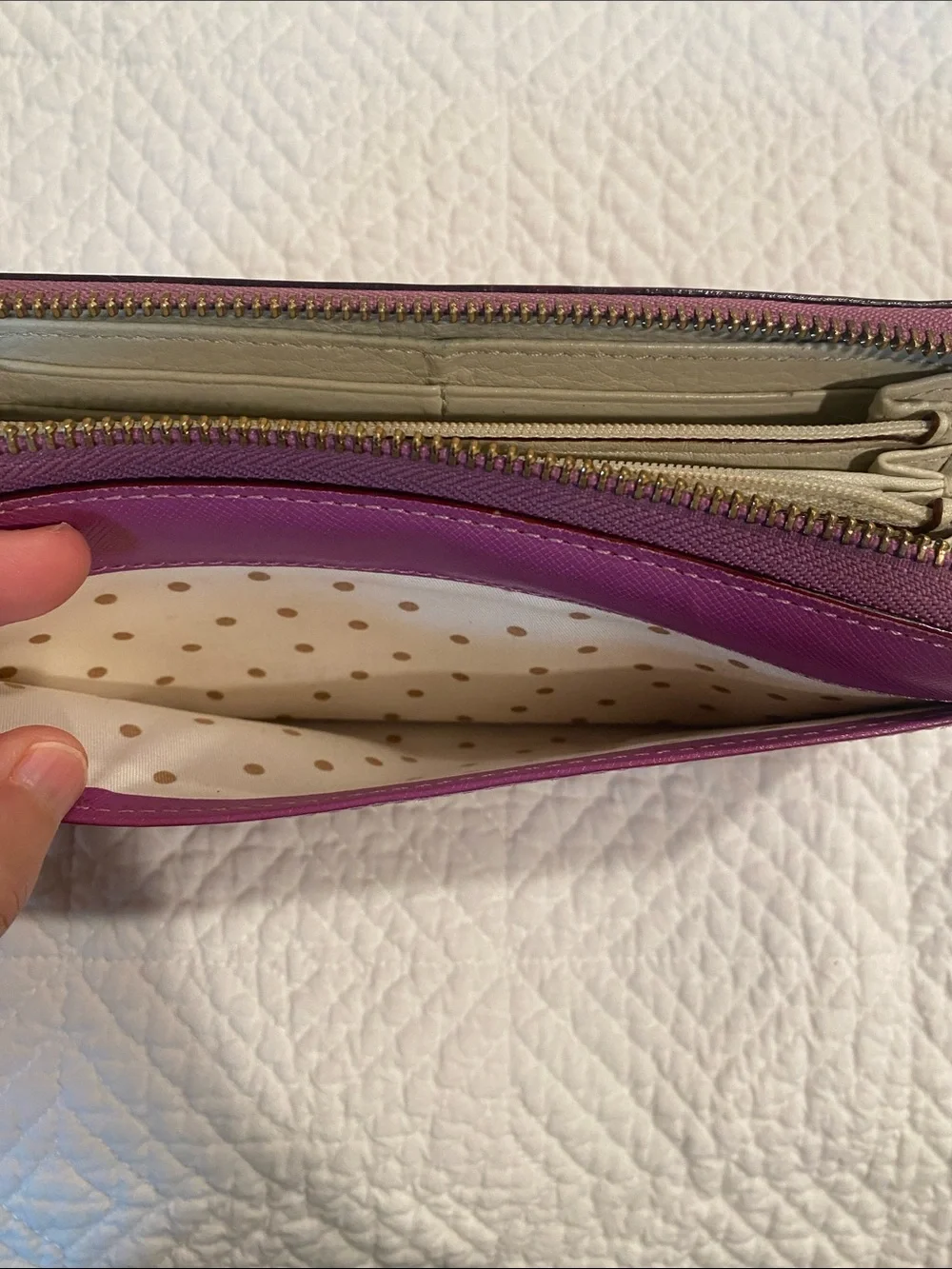 kate spade New York Purple Zip Wallet with Gold Logo